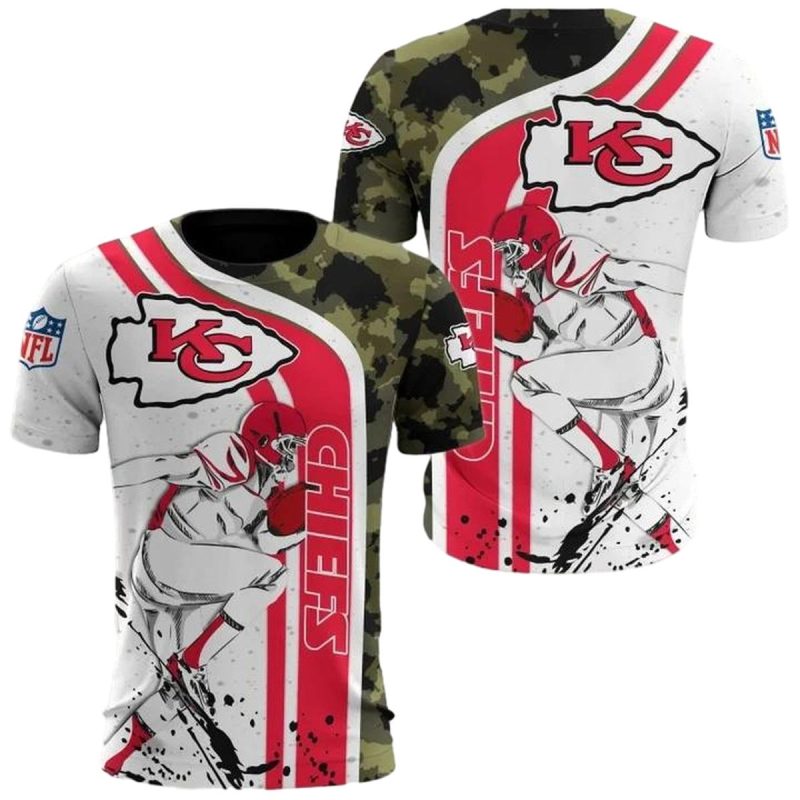 Nfl Kansas City Chiefs White Red Camo Aop Shirt