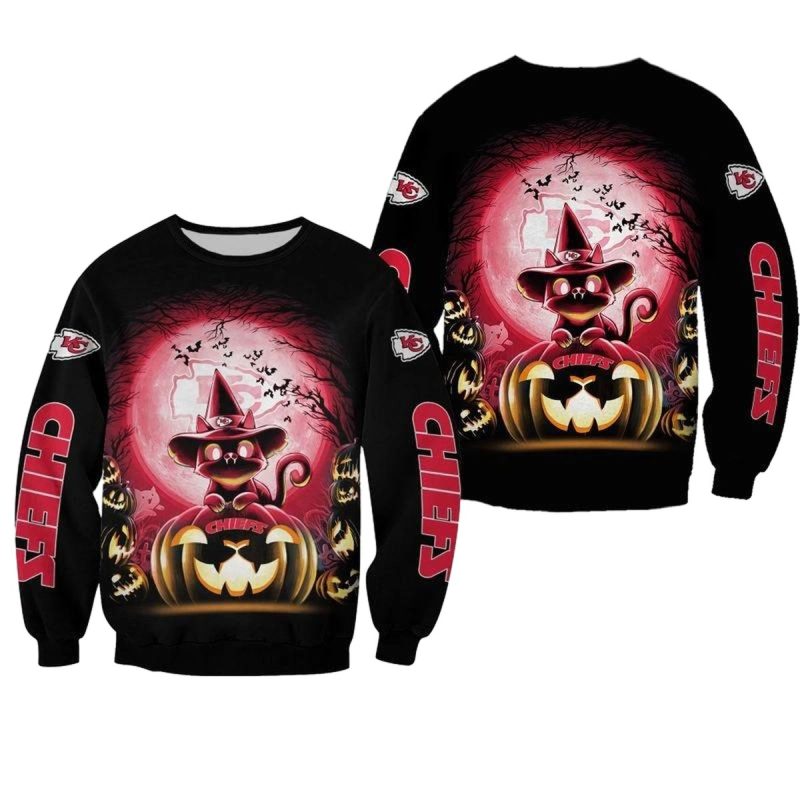 Nfl Kansas City Chiefs Witch Cat Halloween Edition Sweatshirt New04881086141230 G1Ofk
