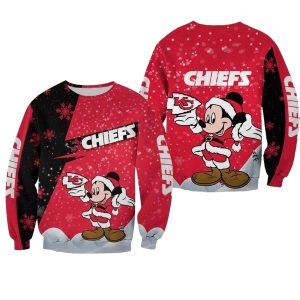 Kansas City Chiefs Xmas Mickey Santa Claus AOP Sweatshirt