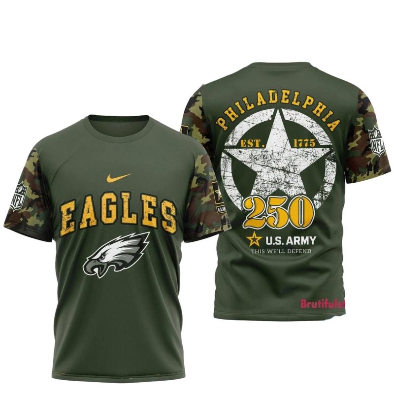 Nfl Philadelphia Eagles Us Army 250Th Birthday Celebration 3D Shirt8242