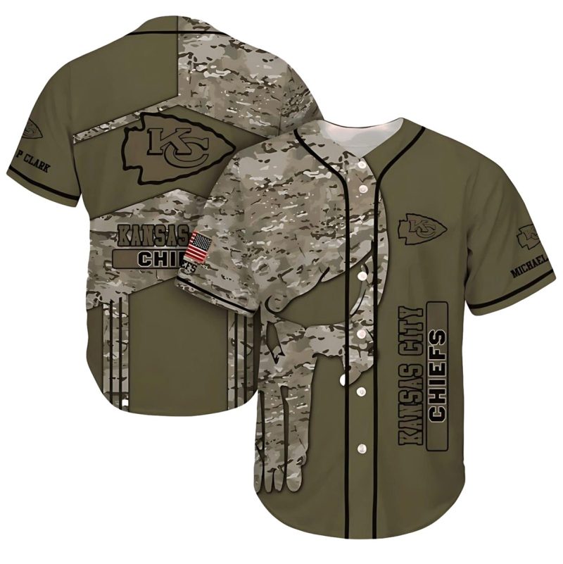Personalized Chiefs Military Tribute Camouflage Baseball Jersey