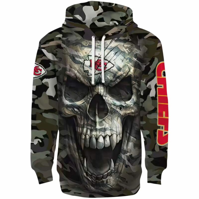 Personalized Kansas City Chiefs Camo Skull Hoodie Best Selling 1.Jpg