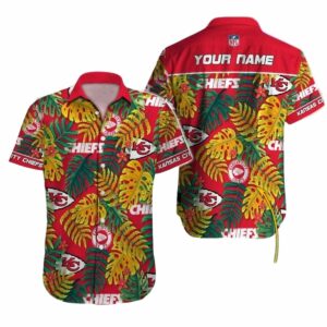 Personalized Kansas City Chiefs Palm Leaves Hawaiian Shirt – Unisex Graphic Tee