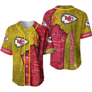 Personalized Kansas City Chiefs And Jesus Red and Yellow Baseball Jersey
