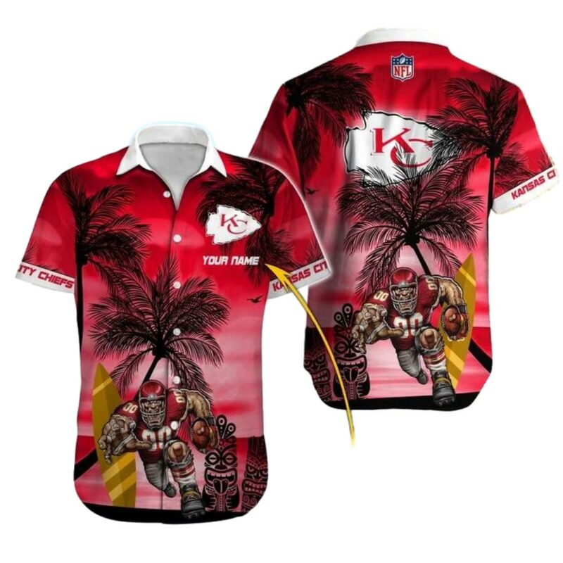 Personalized Kansas City Chiefs Sunset Defender Hawaiian Shirt