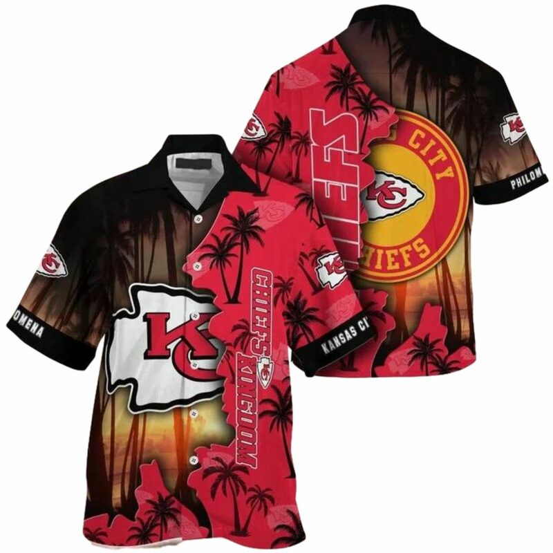 Personalized Kansas City Chiefs Sunset Palm Edition Hawaiian Shirt