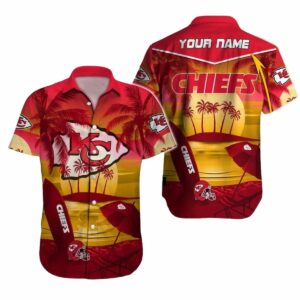 Personalized Kansas City Chiefs Sunset Surf Graphic Hawaiian Shirt - Unisex