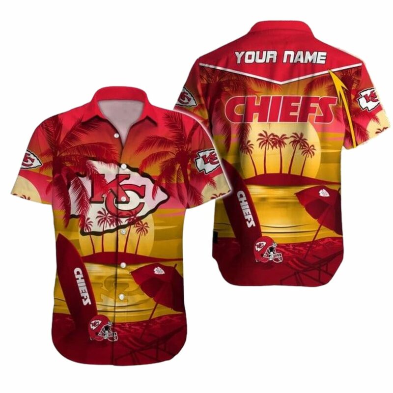 Personalized Kansas City Chiefs Sunset Surf Hawaiian Shirt