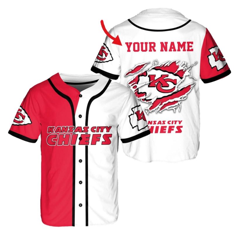 Personalized Kansas City Chiefs Torn Pride Baseball Jersey
