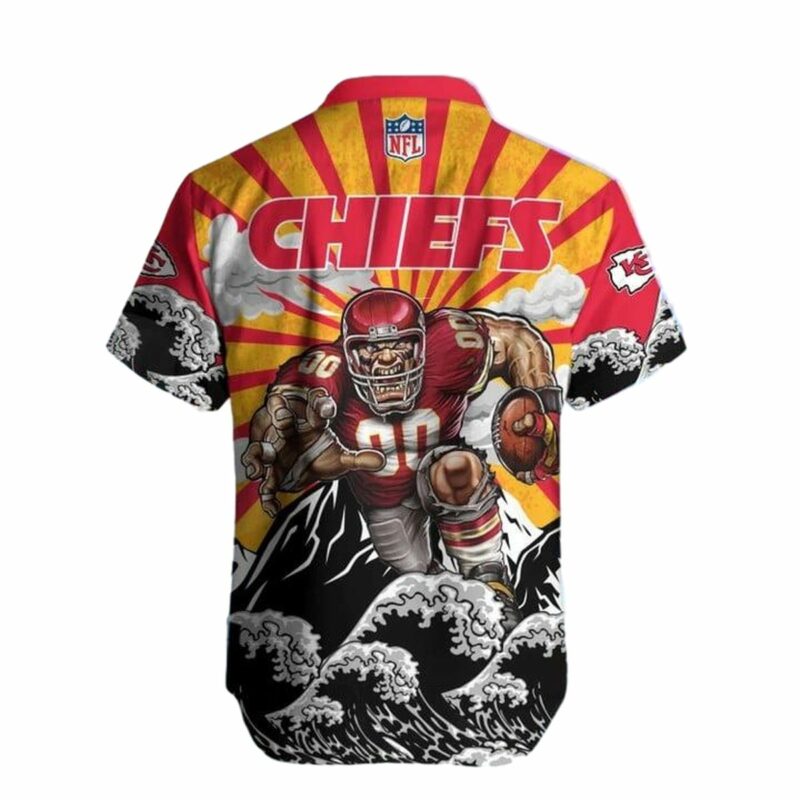 Personalized Kansas City Chiefs Warrior Wave Hawaiian Shirt Back