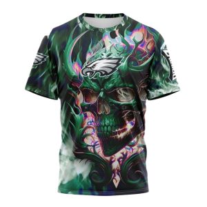 Personalized Philadelphia Eagles Skull Art AOP T-Shirt