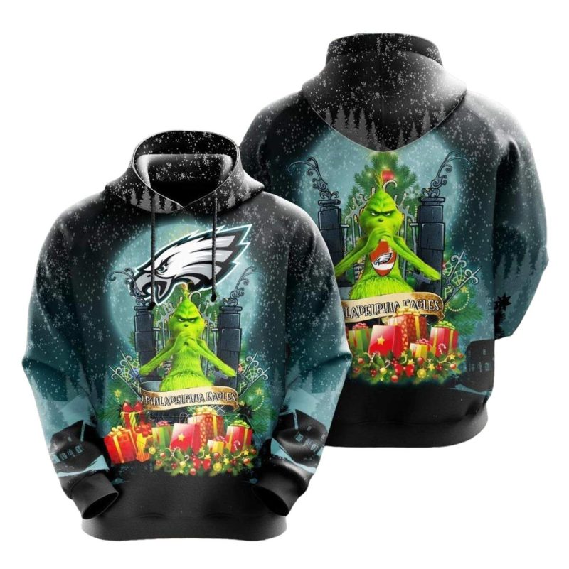 Philadelphia Eagles Grinch Christmas 3D Hoodie