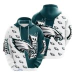 Philadelphia Eagles Multillogo White And Dark Green All Over Print Hoodie