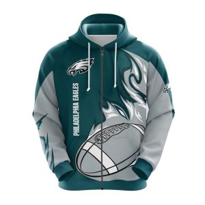 Philadelphia Eagles Ball Flame Green All Over Print Hoodie
