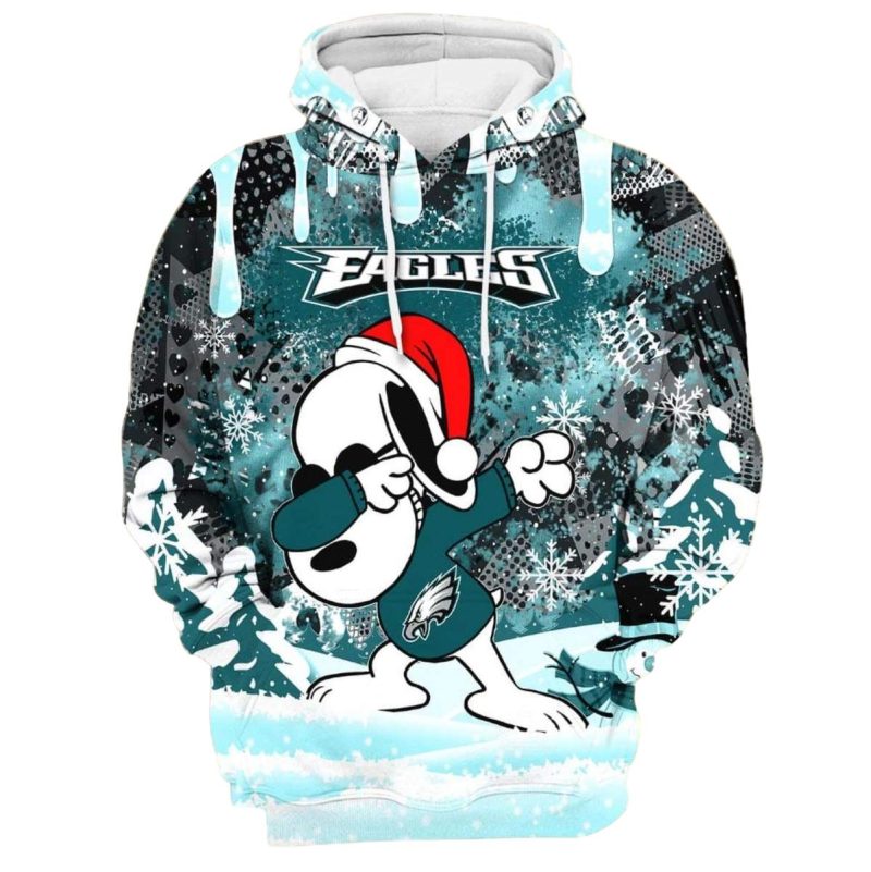 Philadelphia Eagles Snoopy Dabbing The Peanuts Sports Football American Christmas All Over Print 3D Hoodie