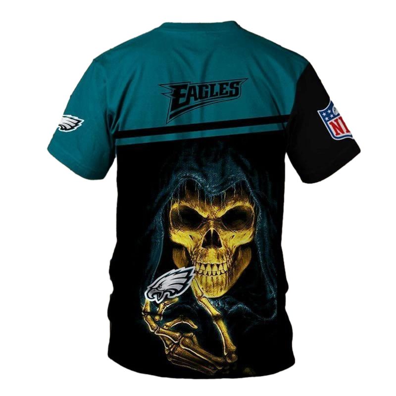 Philadelphia Eagles Tee Shirts 3D Hand Skull Short Sleeve 2225 Djtsu