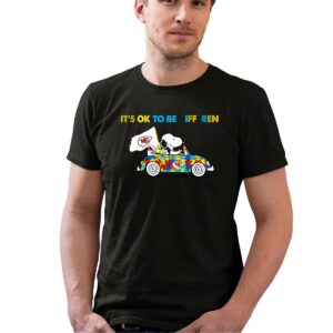 snoopy and woodstock riding kansas city chiefs its ok to be differen 0 t shirt.jpg