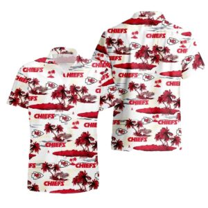 Kansas City Chiefs Graphic Hawaiian Shirt with Coconut Tree Island Design