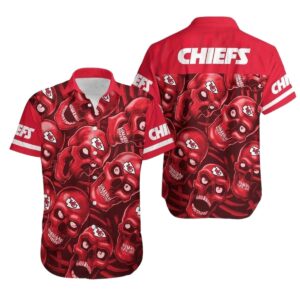 Kansas City Chiefs Graphic Printed Unisex Smiling Skull Hawaiian Shirt