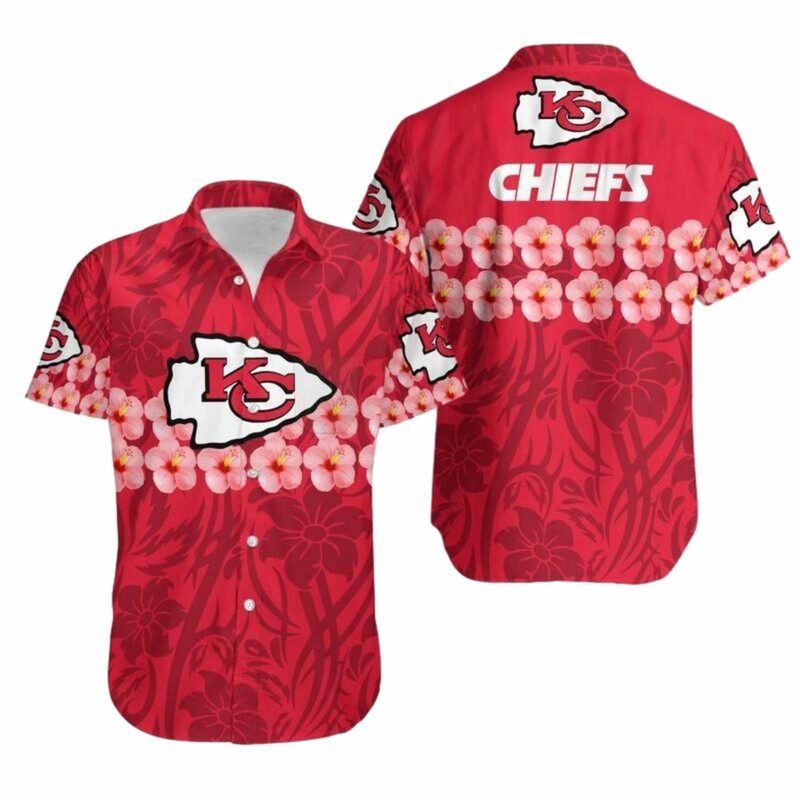 Stocktee Kansas City Chiefs Flower And Logo Limited Edition Hawaiian Shirt And Shorts Summer Collection Size S 5Xl Nla007310 1