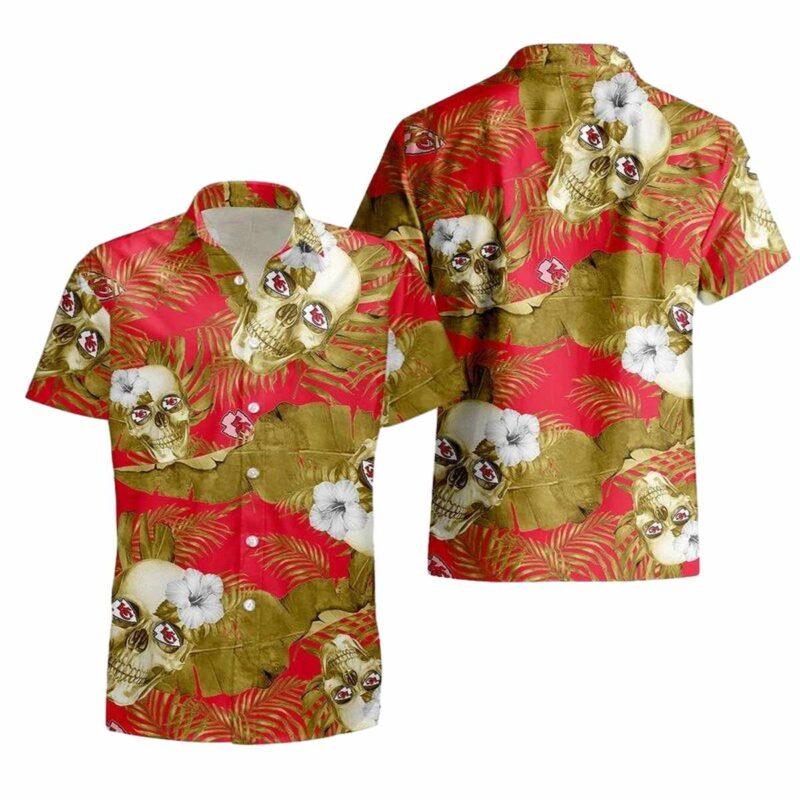 Stocktee Kansas City Chiefs Skull And Flowers Limited Edition Hawaii Shirt And Shorts Summer Collection Size S 5Xl New019910 1