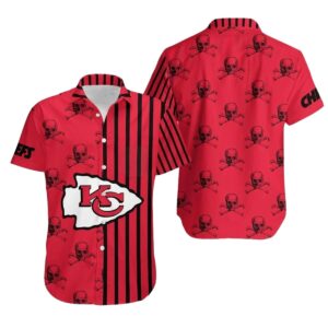 Kansas City Chiefs Graphic Printed Unisex Skull Stripes Hawaiian Shirt