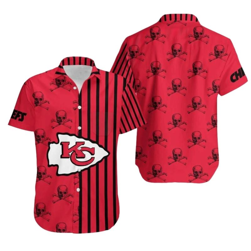 Stocktee Kansas City Chiefs Stripes And Skull Limited Edition Hawaiian Shirt And Shorts Summer Collection Size S 5Xl Nla005910 1