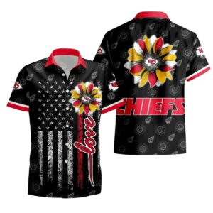 Kansas City Chiefs Sunflower Graphic Black Unisex Hawaiian Shirt
