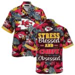 Stress Blessed Obsessed Summer Beach Chiefs Graphic Hawaiian Shirt Unisex