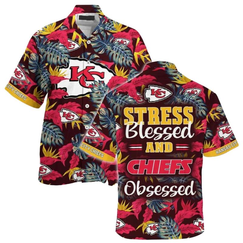 Stress Blessed Obsessed Summer Beach Chiefs Hawaiian Shirt